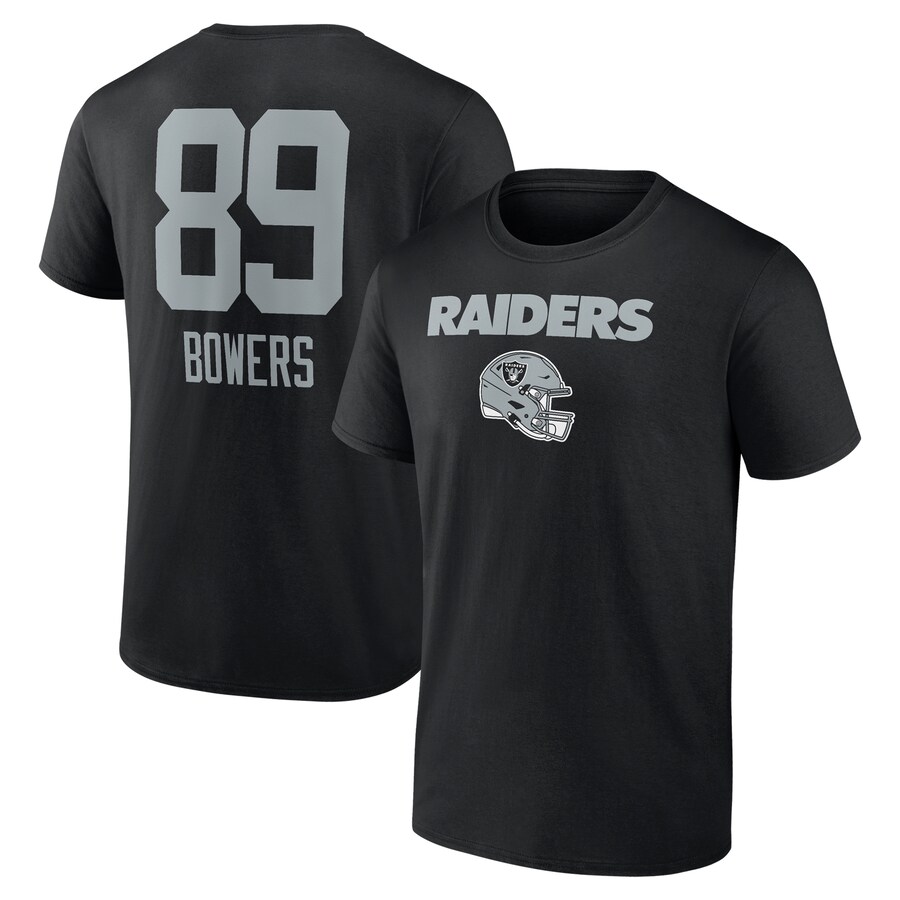 Men's Las Vegas Raiders Brock Bowers Black Name & Number Team Wordmark T-Shirt