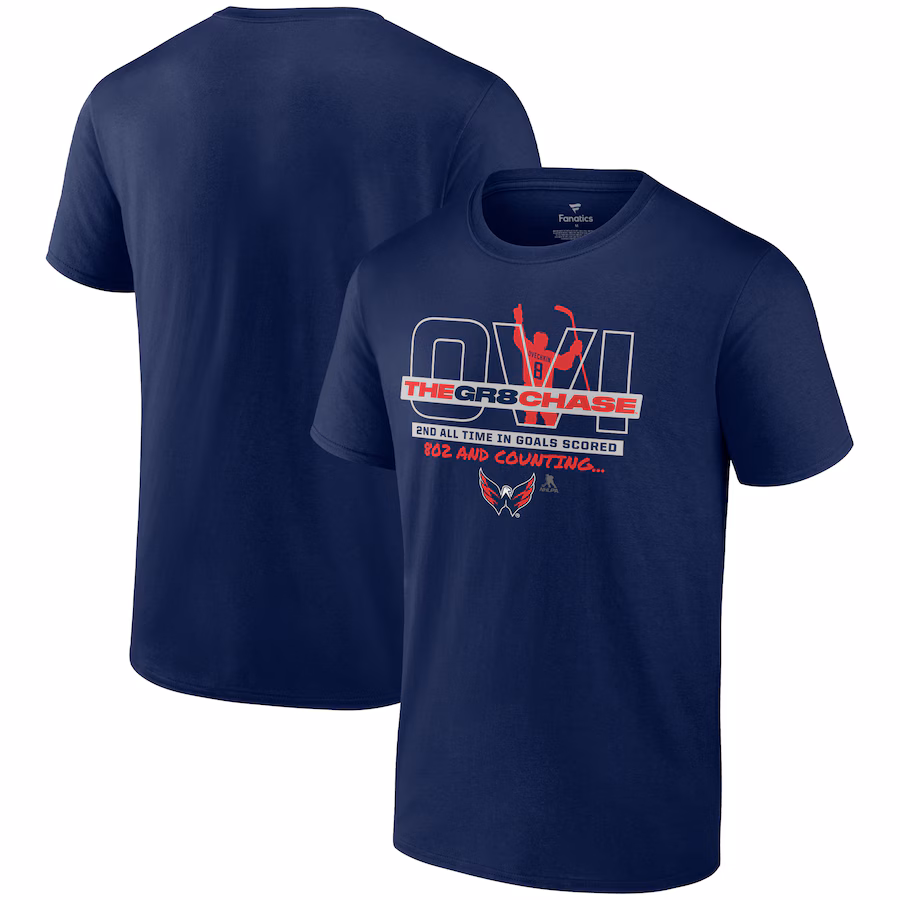 Men's Washington Capitals Alexander Ovechkin Navy GR8 Chase T-Shirt