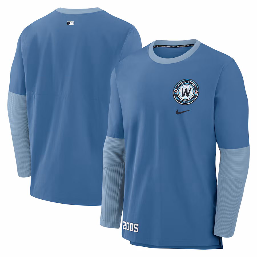 Men's Washington Nationals Nike Blue 2025 City Connect Authentic Collection Performance Player Sweatshirt