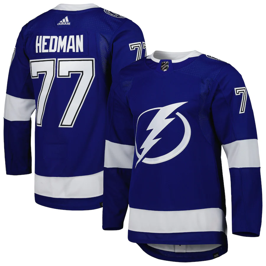 Men's Tampa Bay Lightning Victor Hedman adidas Blue Home Primegreen Authentic Player Jersey