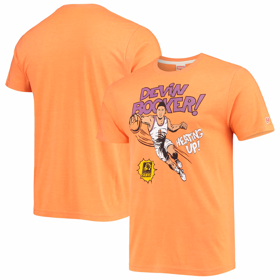 Men's Phoenix Suns Devin Booker Homage Orange Comic Book Player Tri-Blend T-Shirt