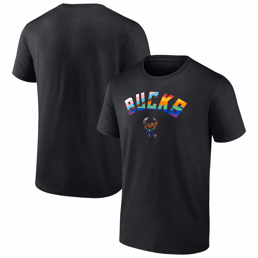 Men's Milwaukee Bucks Black Pride T-Shirt
