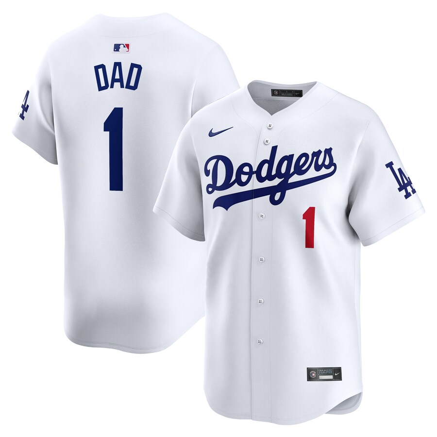 Men's Los Angeles Dodgers Nike White #1 Dad Home Limited Jersey