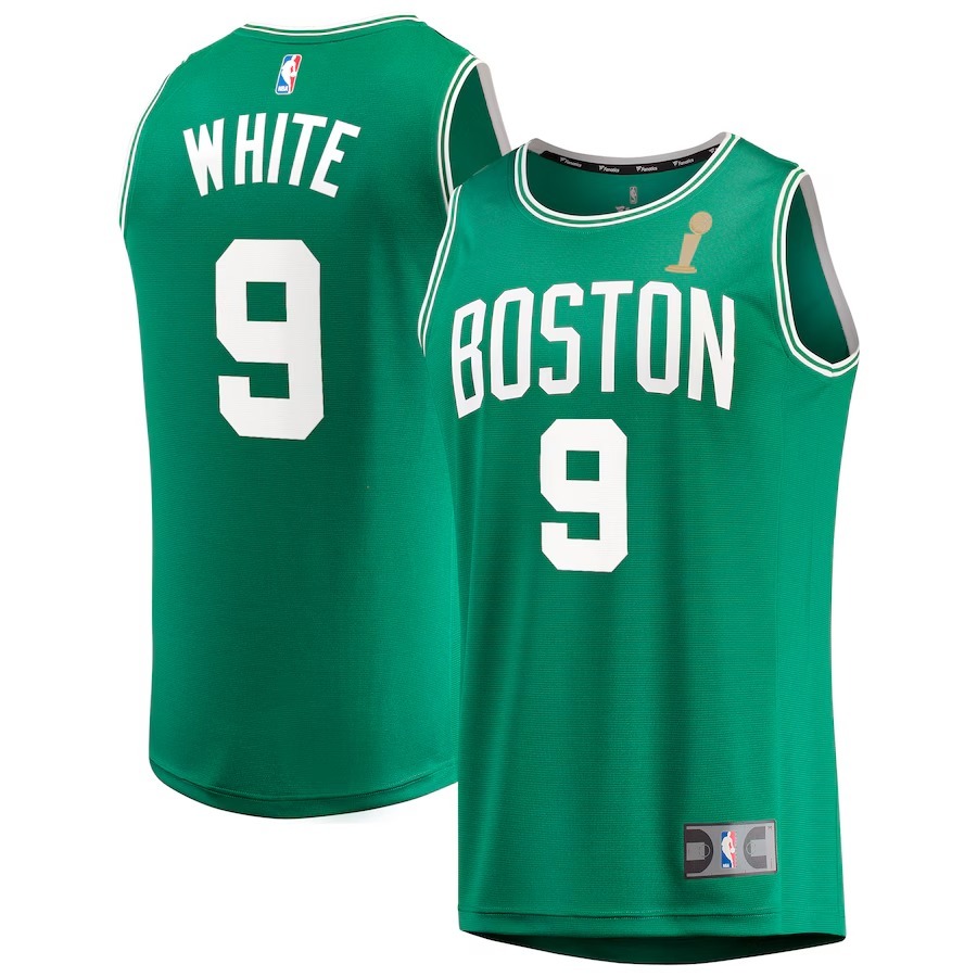 Men's Boston Celtics Derrick White Fanatics Kelly Green 2024 NBA Finals Champions Fast Break Replica Player Jersey - Icon Edition