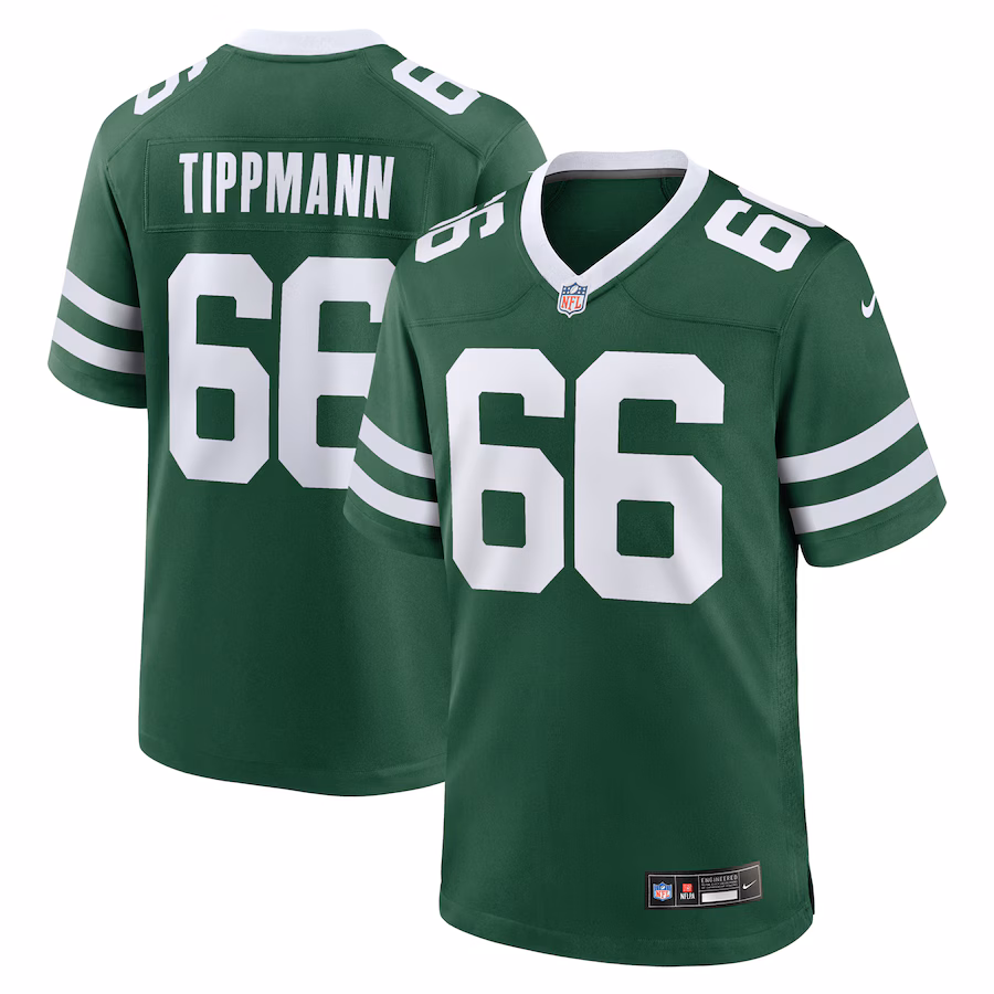 Men's New York Jets Joe Tippmann Nike Legacy Green Team Game Jersey