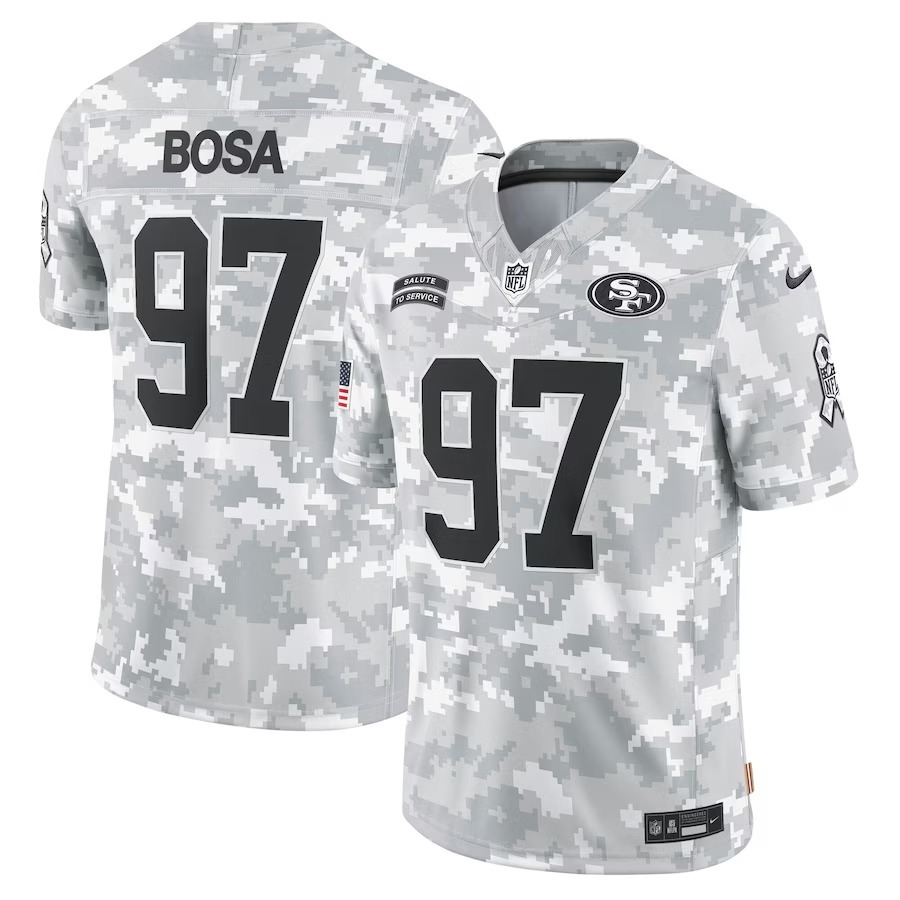 Men's San Francisco 49ers Nick Bosa Nike Arctic Camo 2024 Salute to Service Limited Jersey