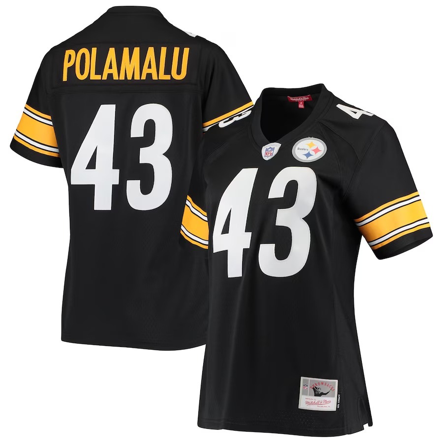 Women's Pittsburgh Steelers Troy Polamalu Mitchell & Ness Black Legacy Replica Team Jersey