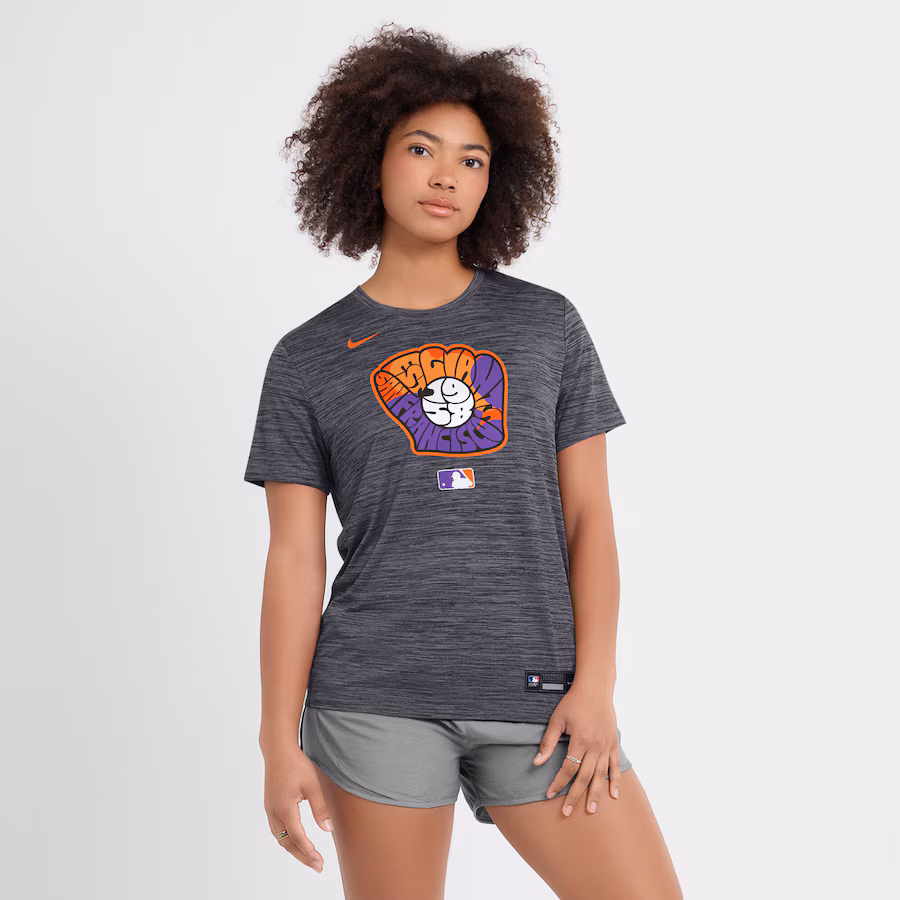 Women's San Francisco Giants Nike Heather Black 2025 City Connect Authentic Collection Velocity Performance T-Shirt