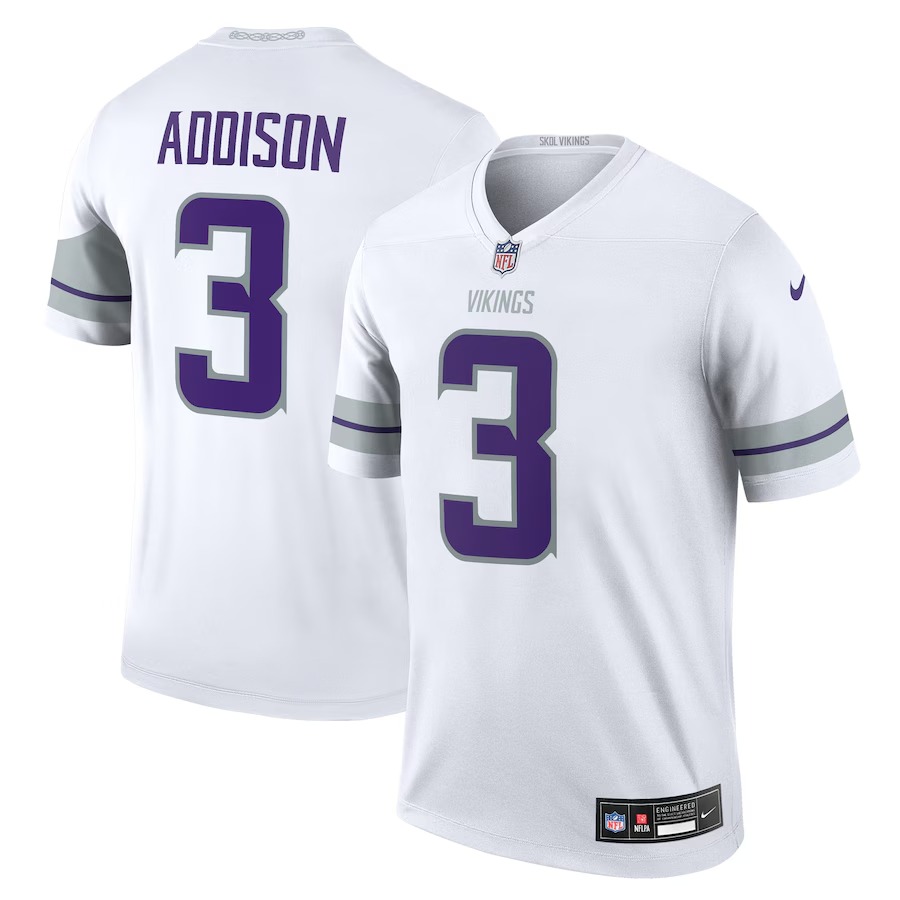 Men's Minnesota Vikings Jordan Addison Nike White Alternate Legend Player Performance Top
