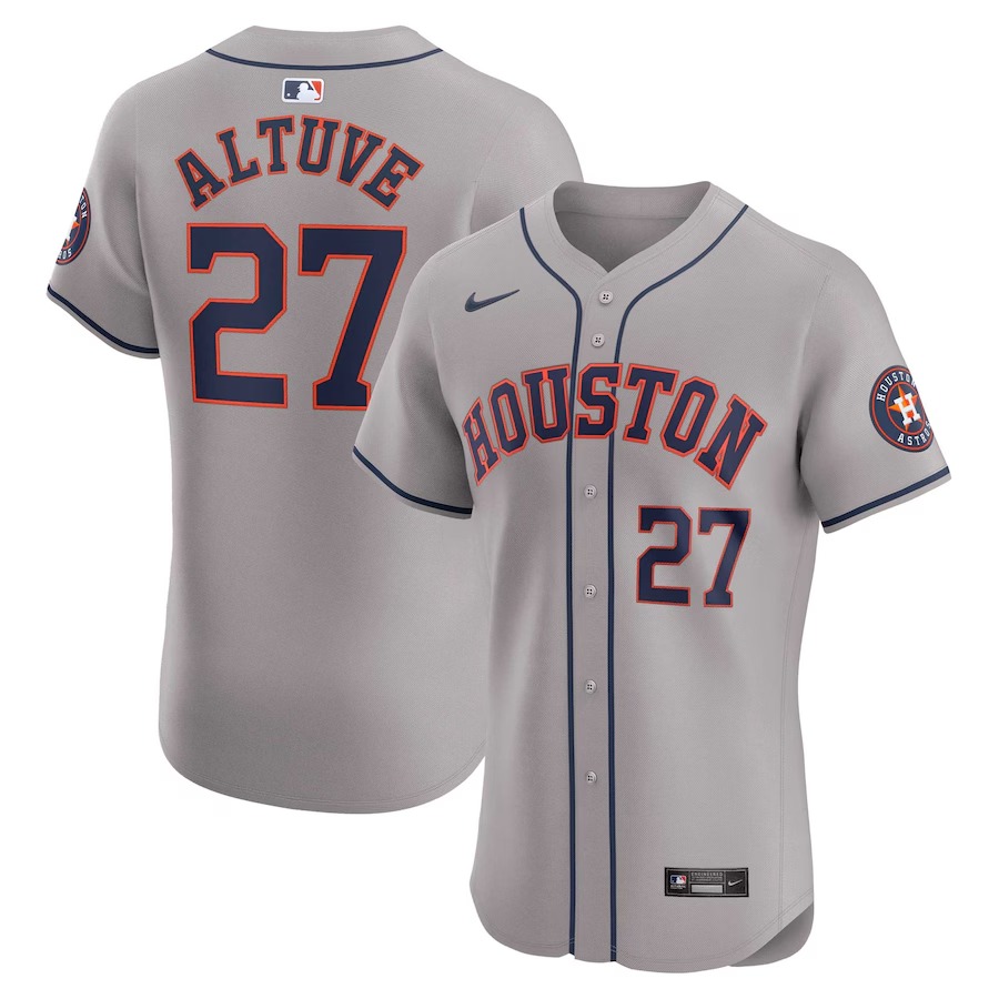 Men's Houston Astros Jose Altuve Nike Gray Road Elite Player Jersey