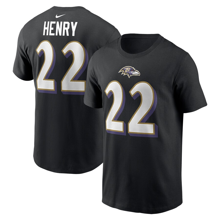 Men's Baltimore Ravens Derrick Henry Nike Black Player Name & Number T-Shirt