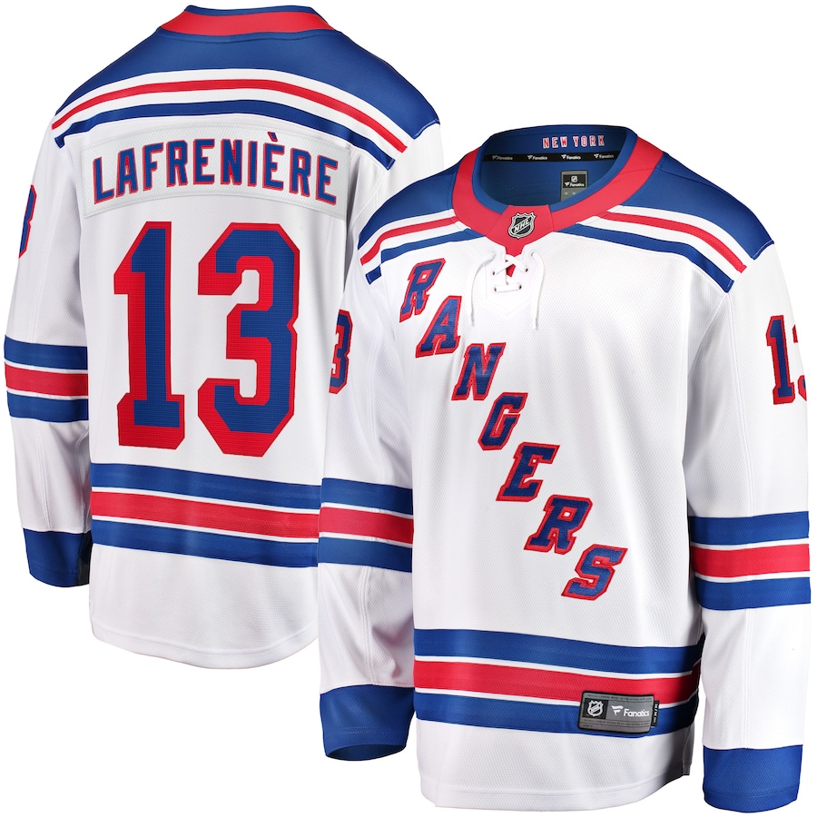 Men's New York Rangers Alexis Lafreniere Fanatics White Away Premier Breakaway Player Jersey