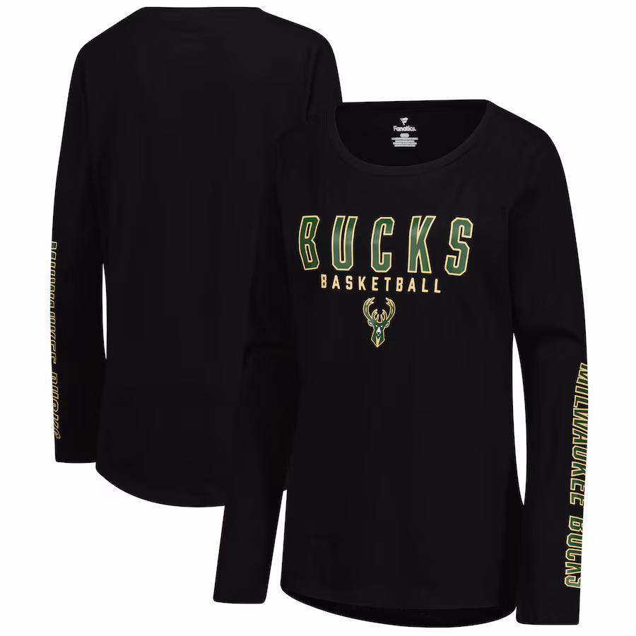 Women's Milwaukee Bucks Fanatics Black Top Baller Long Sleeve T-Shirt
