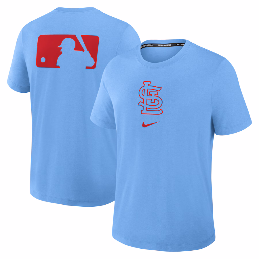 Men's St. Louis Cardinals Nike Light Blue Authentic Collection Early Work Tri-Blend Performance T-Shirt