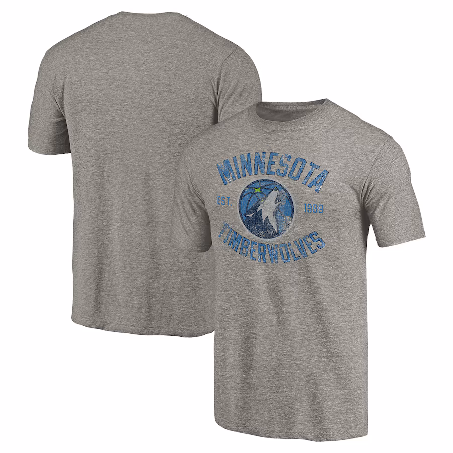 Men's Minnesota Timberwolves Gray Team Heritage Tri-Blend T-Shirt