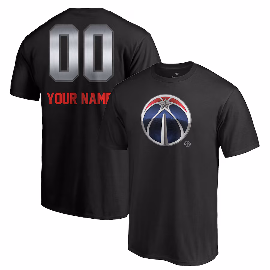 Men's Washington Wizards Black Midnight Mascot Personalized Name & Number T-Shirt
