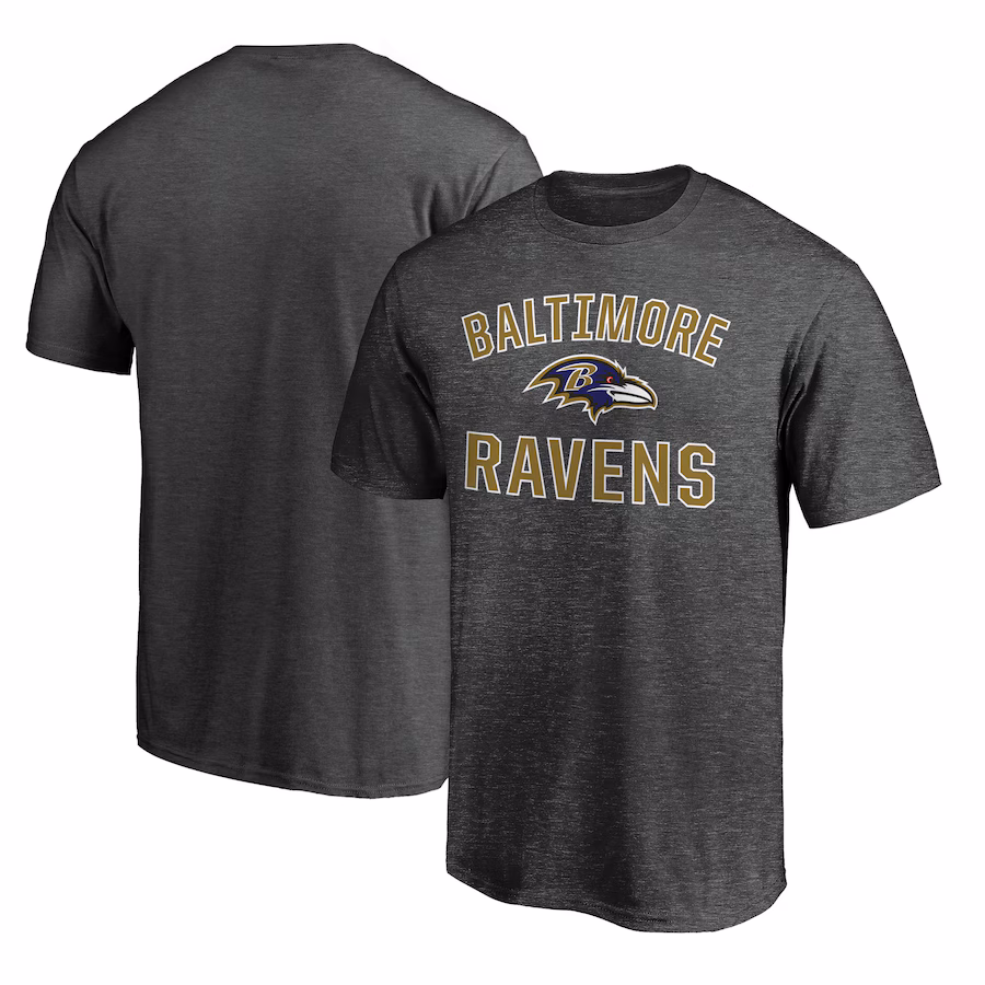 Men's Baltimore Ravens Fanatics Heather Charcoal Victory Arch T-Shirt