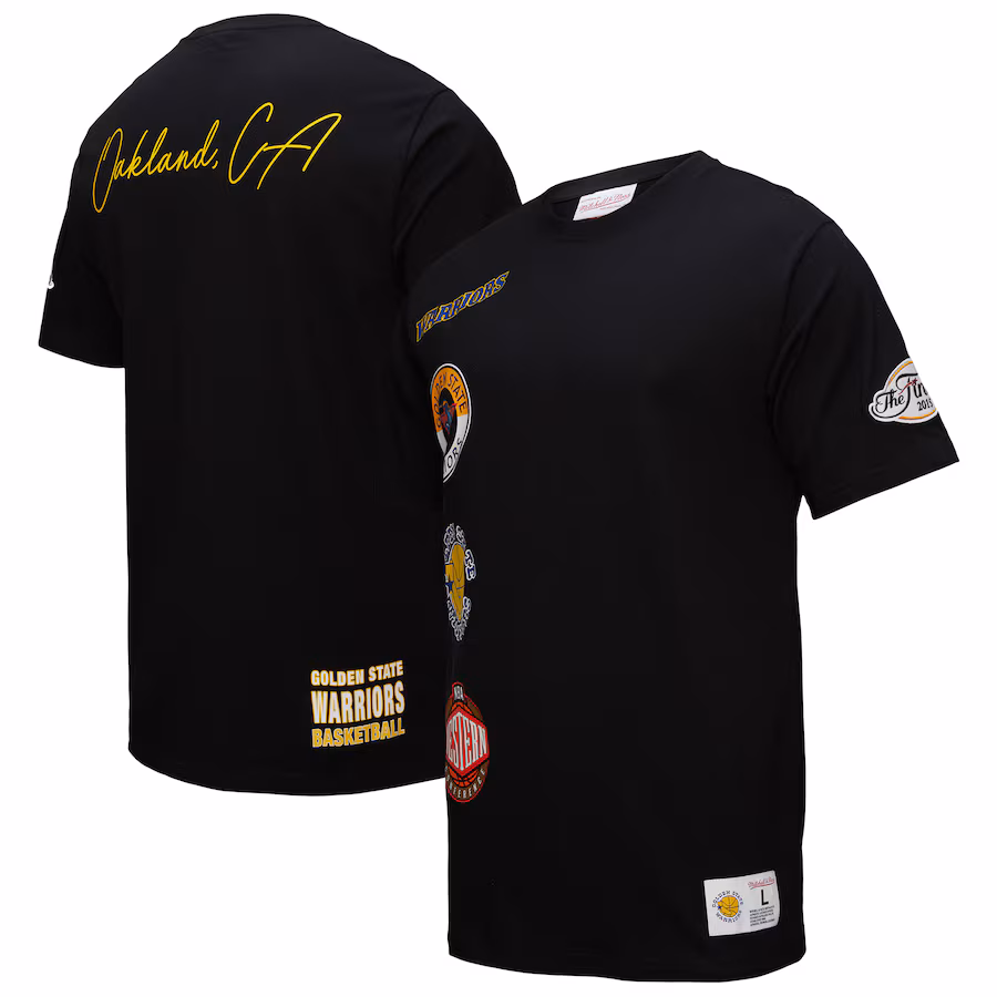 Men's Golden State Warriors Black Black Out Collection Vintage Premium T-Shirt