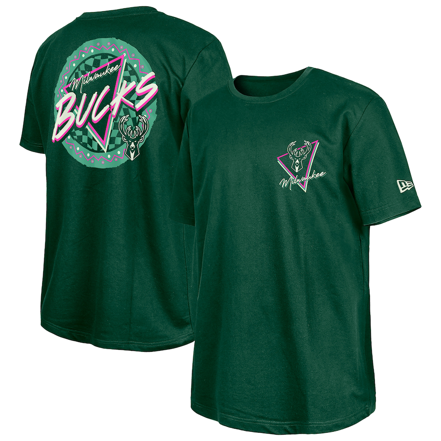 Men's Milwaukee Bucks  New Era Hunter Green Glow-in-the-Dark T-Shirt
