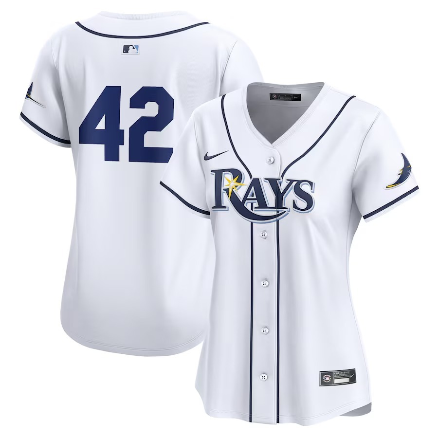 Women's Tampa Bay Rays  Nike White 2024 Jackie Robinson Day Home Limited Jersey