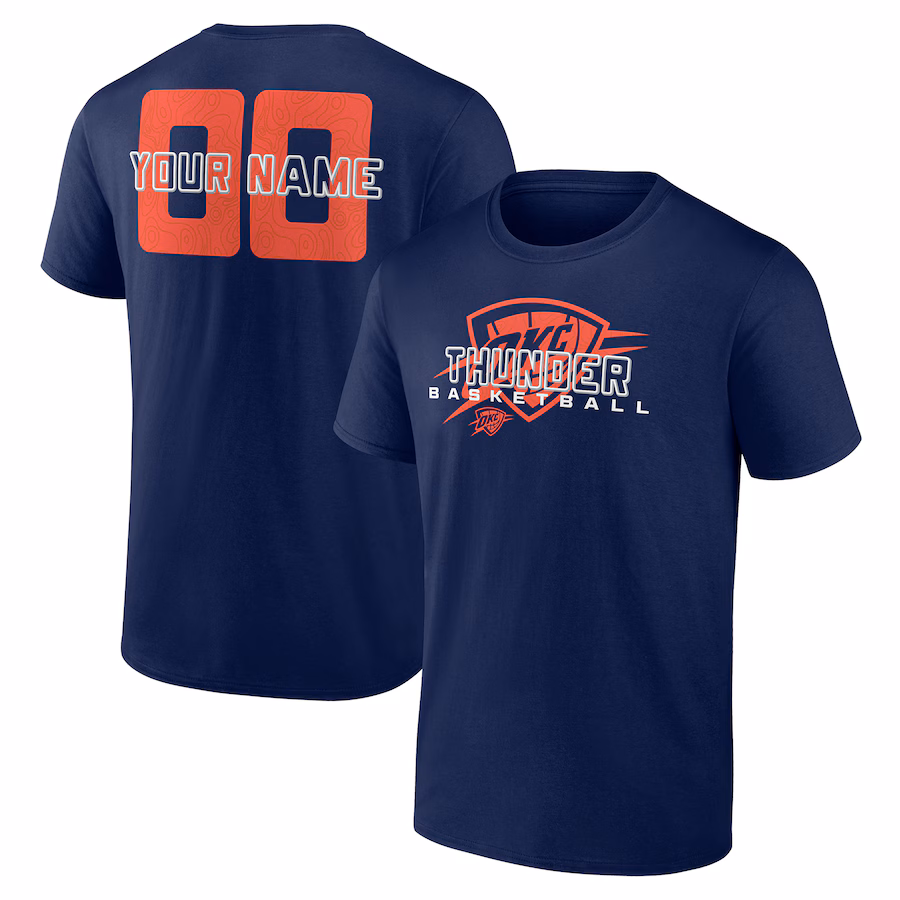 Men's Oklahoma City Thunder Navy Stellar Personalized Name & Number T-Shirt