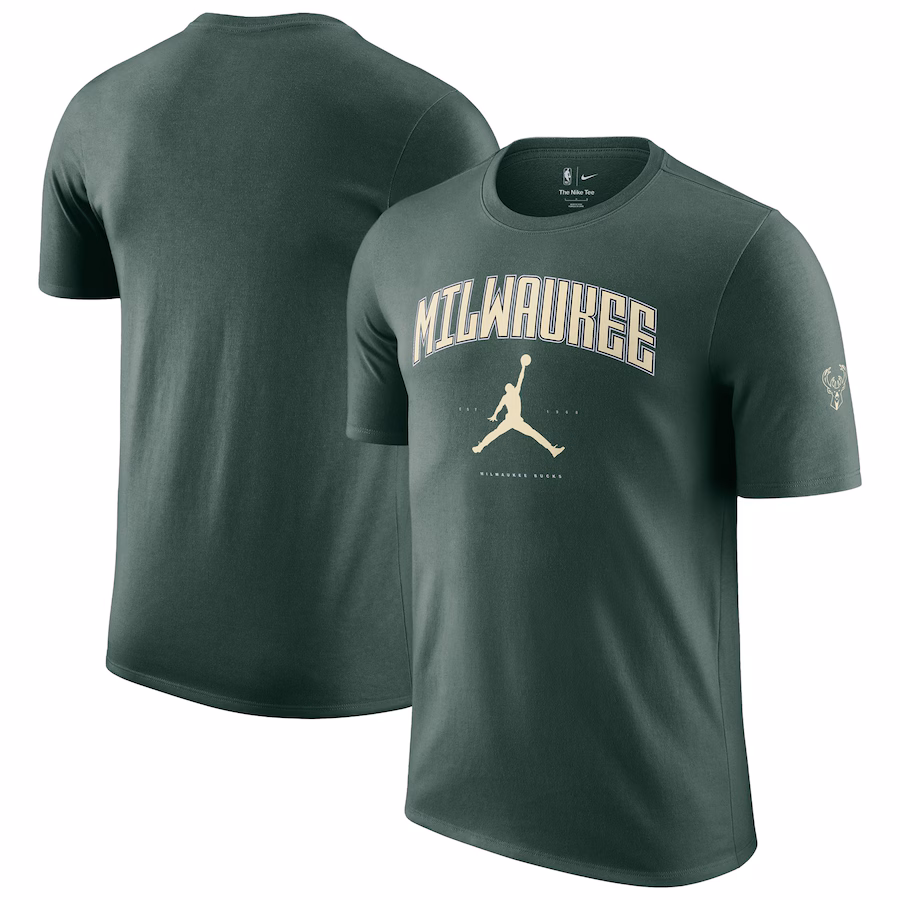 Unisex Milwaukee Bucks Jordan Brand Hunter Green Essential Cities T-Shirt