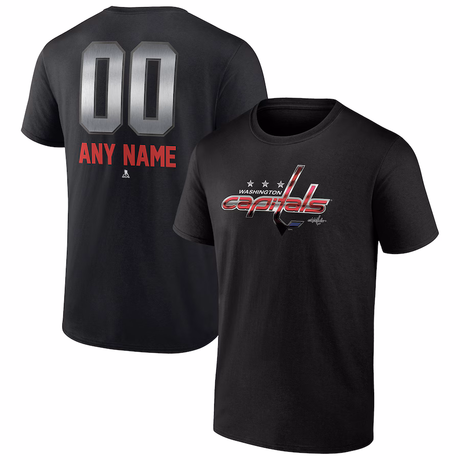 Men's Washington Capitals Black Personalized Midnight Mascot Logo T-Shirt