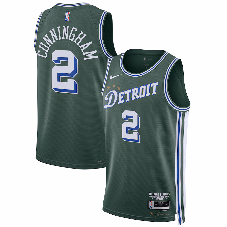 Unisex Detroit Pistons Cade Cunningham Nike Green 2022/23 Swingman Jersey - City Edition