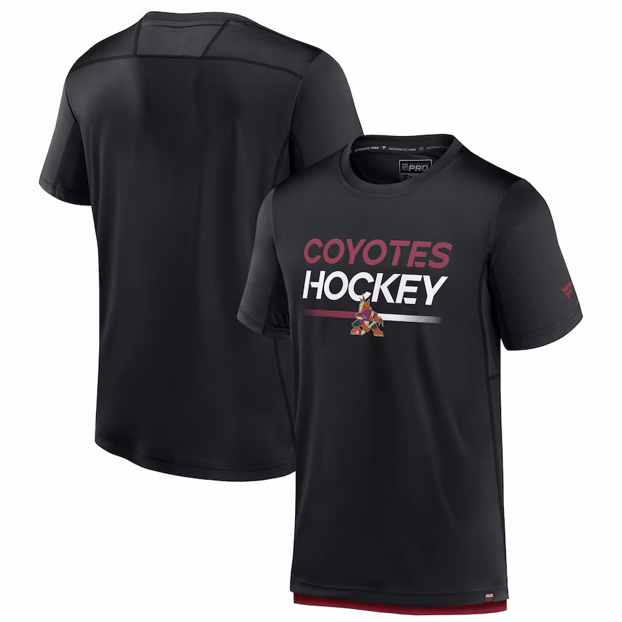Men's Arizona Coyotes Fanatics Black Authentic Pro Tech T-Shirt