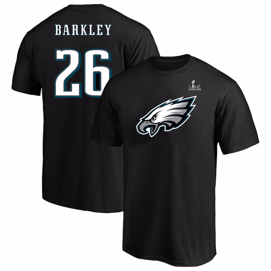 Men's Philadelphia Eagles Saquon Barkley Fanatics Black Super Bowl LIX Big & Tall Player Name & Number T-Shirt