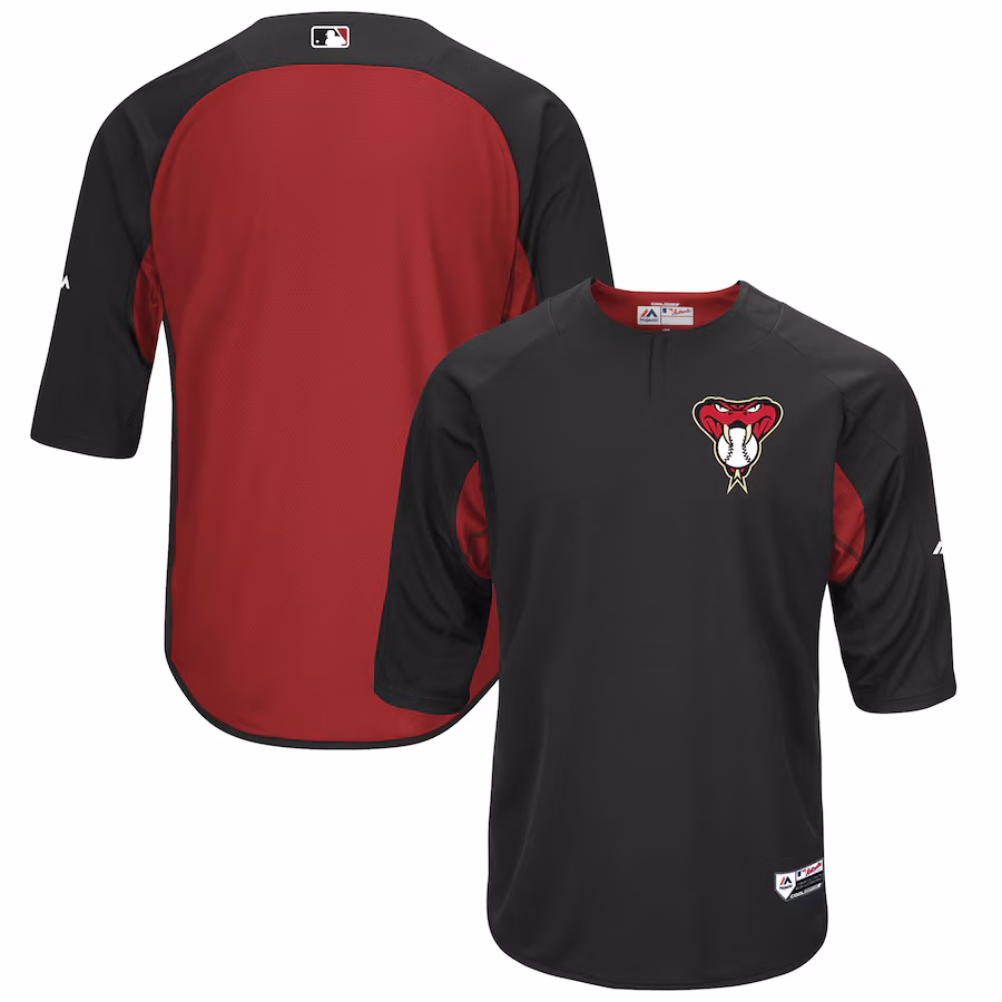 Men's Arizona Diamondbacks Majestic Black/Sedona Red Authentic Collection On-Field 3/4-Sleeve Batting Practice Jersey