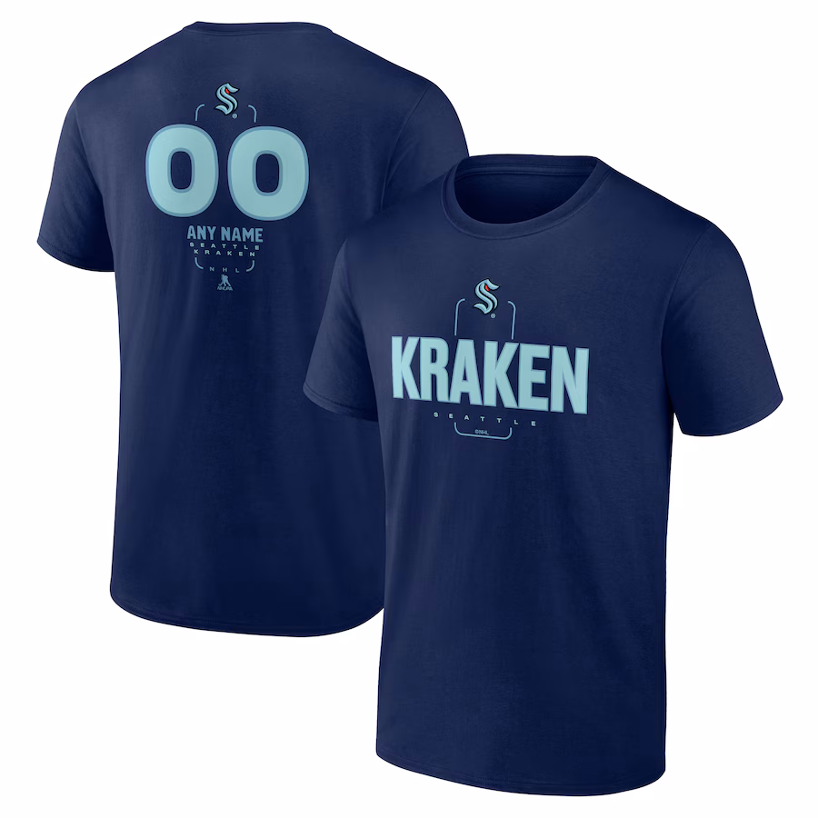 Men's Seattle Kraken Deep Sea Blue Personalized Name & Number Midfielder T-Shirt
