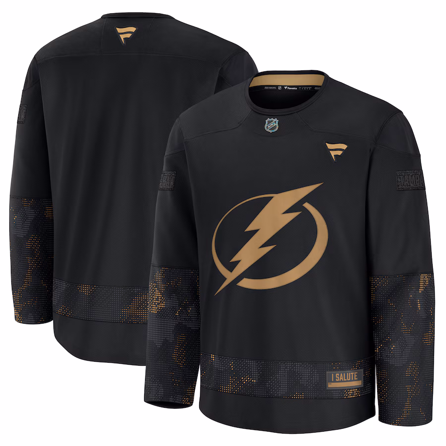 Men's Tampa Bay Lightning Fanatics Black 2024 Military Appreciation Practice Jersey