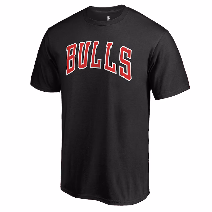 Men's Chicago Bulls Black Primary Wordmark T-Shirt