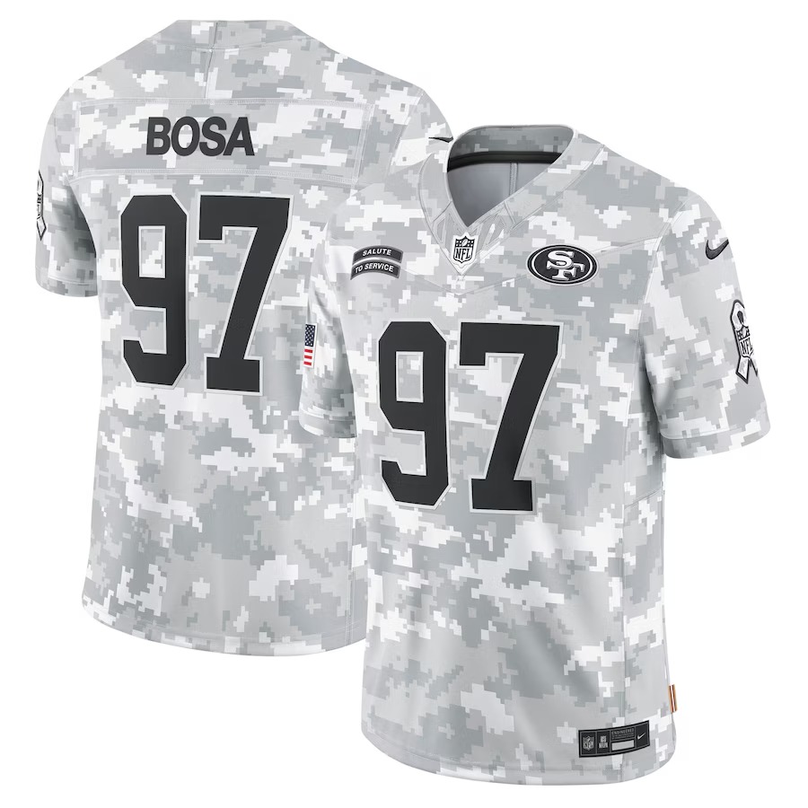 Men's San Francisco 49ers Nick Bosa Nike Arctic Camo 2024 Salute to Service Limited Jersey