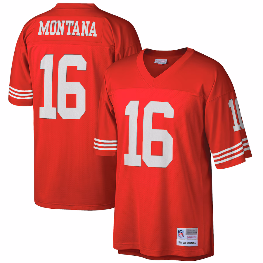 Men's San Francisco 49ers Joe Montana Mitchell & Ness Scarlet Big & Tall 1990 Retired Player Replica Jersey