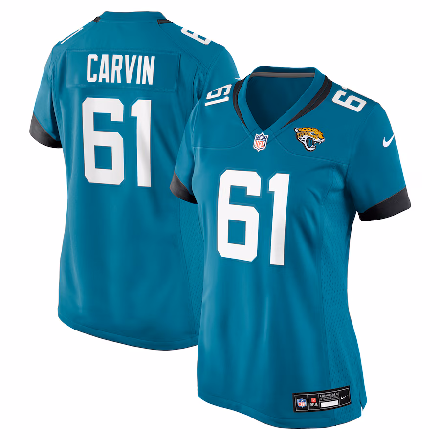 Women's Jacksonville Jaguars Jerome Carvin Nike Teal Game Jersey