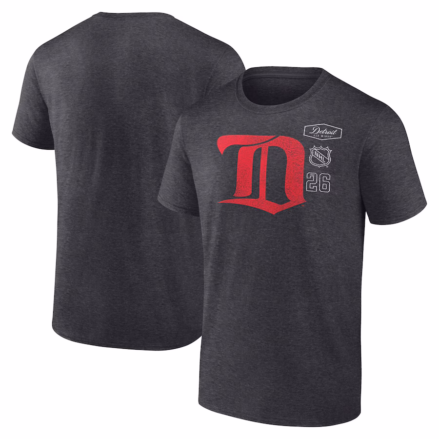 Men's Detroit Red Wings Fanatics Heather Charcoal Origin T-Shirt