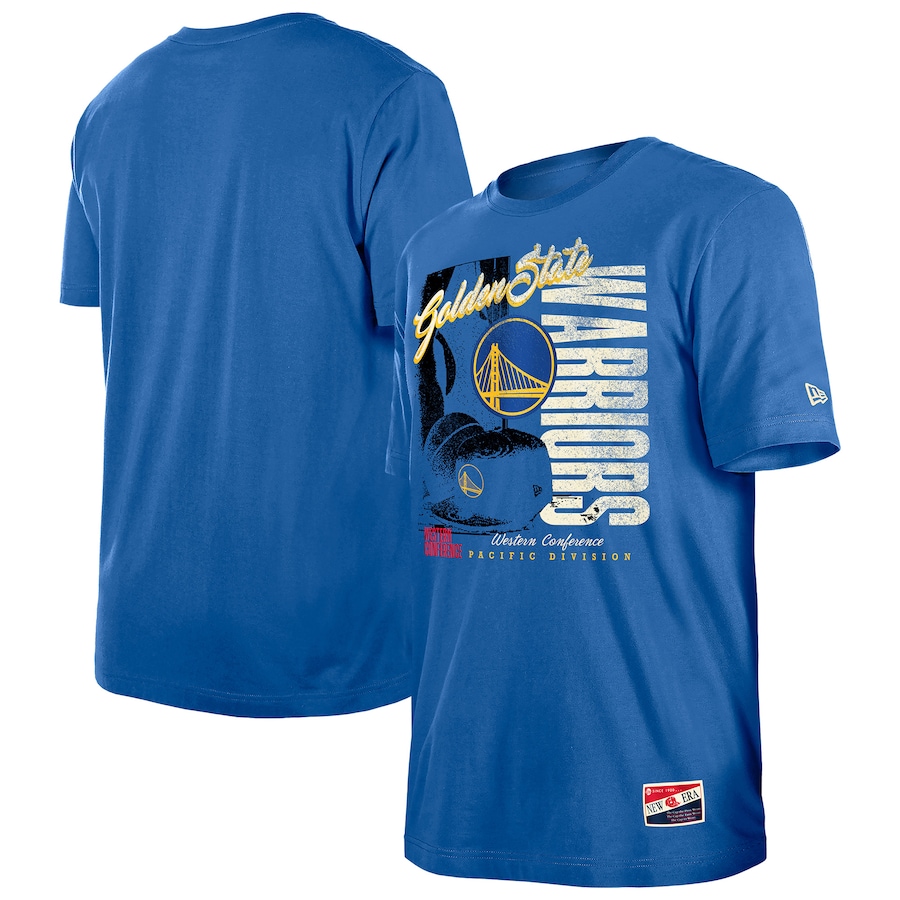 Men's Golden State Warriors  New Era Royal Distressed Throwback Vintage Color Pack T-Shirt