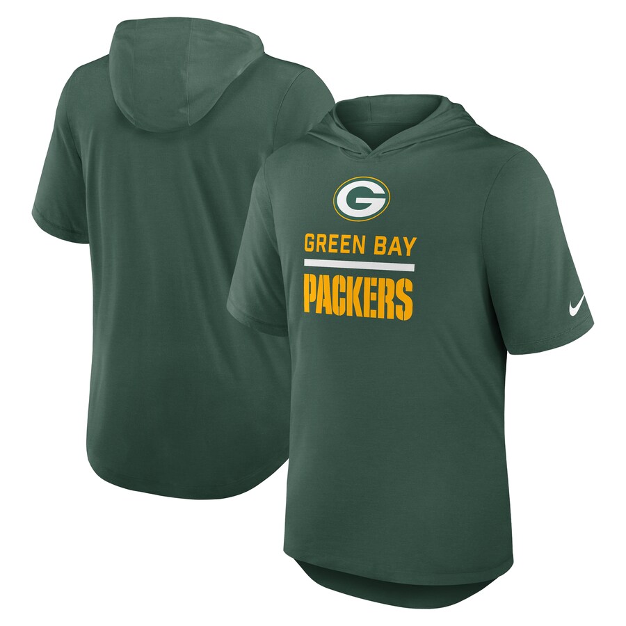 Men's Green Bay Packers Nike Green Lockup Tri-Blend Hoodie T-Shirt