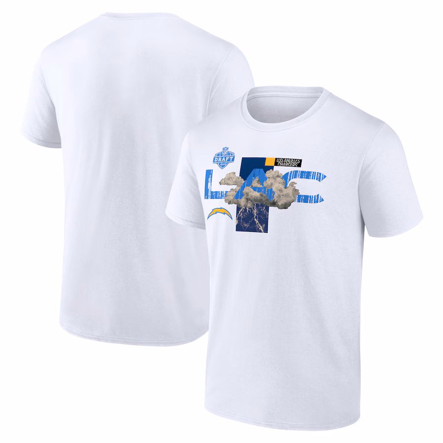 Men's Los Angeles Chargers White 2025 NFL Draft T-Shirt