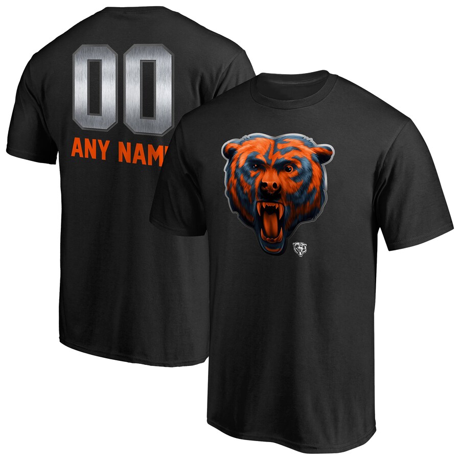 Men's Chicago Bears Black Personalized Midnight Mascot T-Shirt
