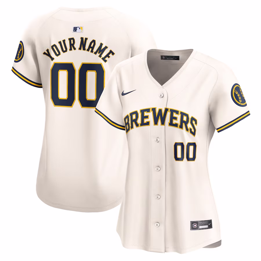 Women's Milwaukee Brewers Nike Cream Home Limited Custom Jersey