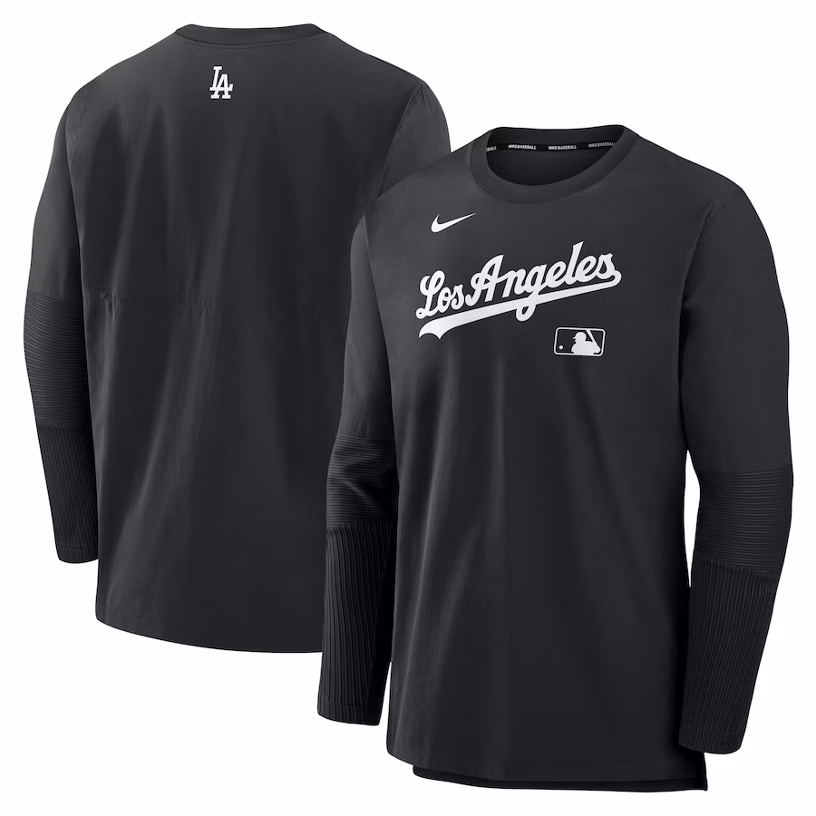 Men's Los Angeles Dodgers Nike Black/Black Authentic Collection Player Lightweight Performance Long Sleeve Top