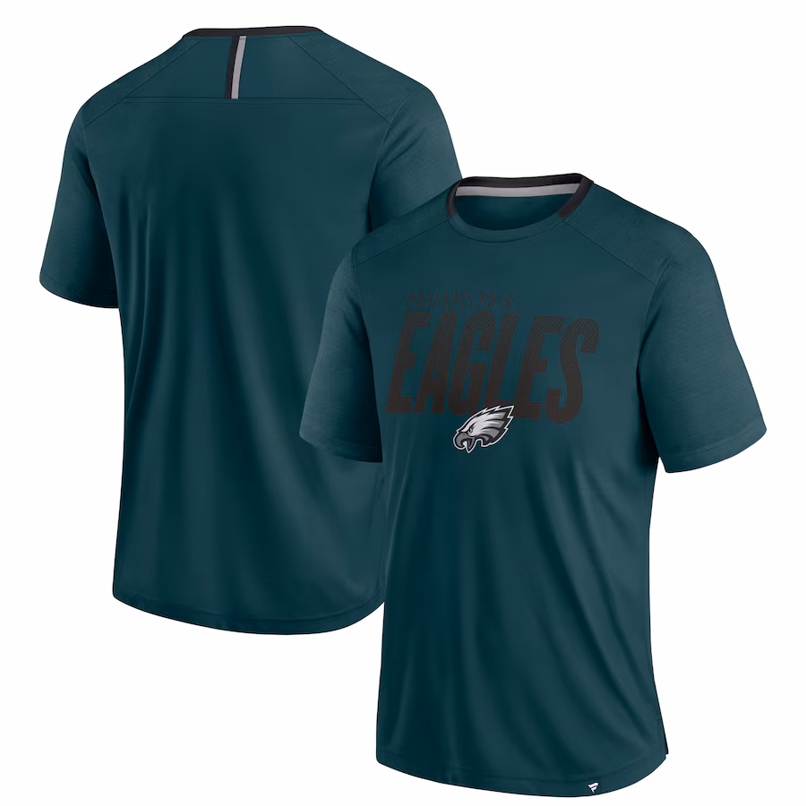 Men's Philadelphia Eagles Fanatics Midnight Green Defender Fade Slant T-Shirt