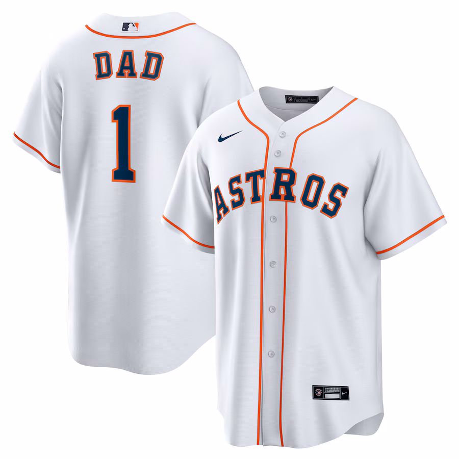 Men's Houston Astros Nike White #1 Dad Home Replica Jersey