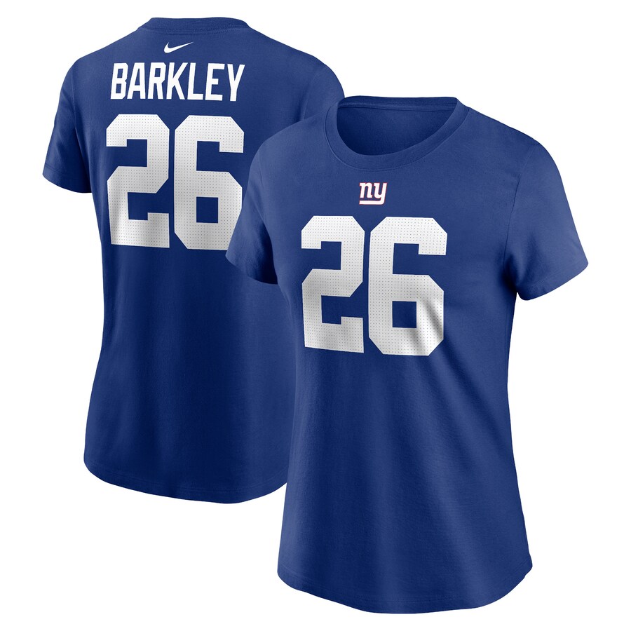 Women's New York Giants Saquon Barkley Nike Royal Player Name & Number T-Shirt