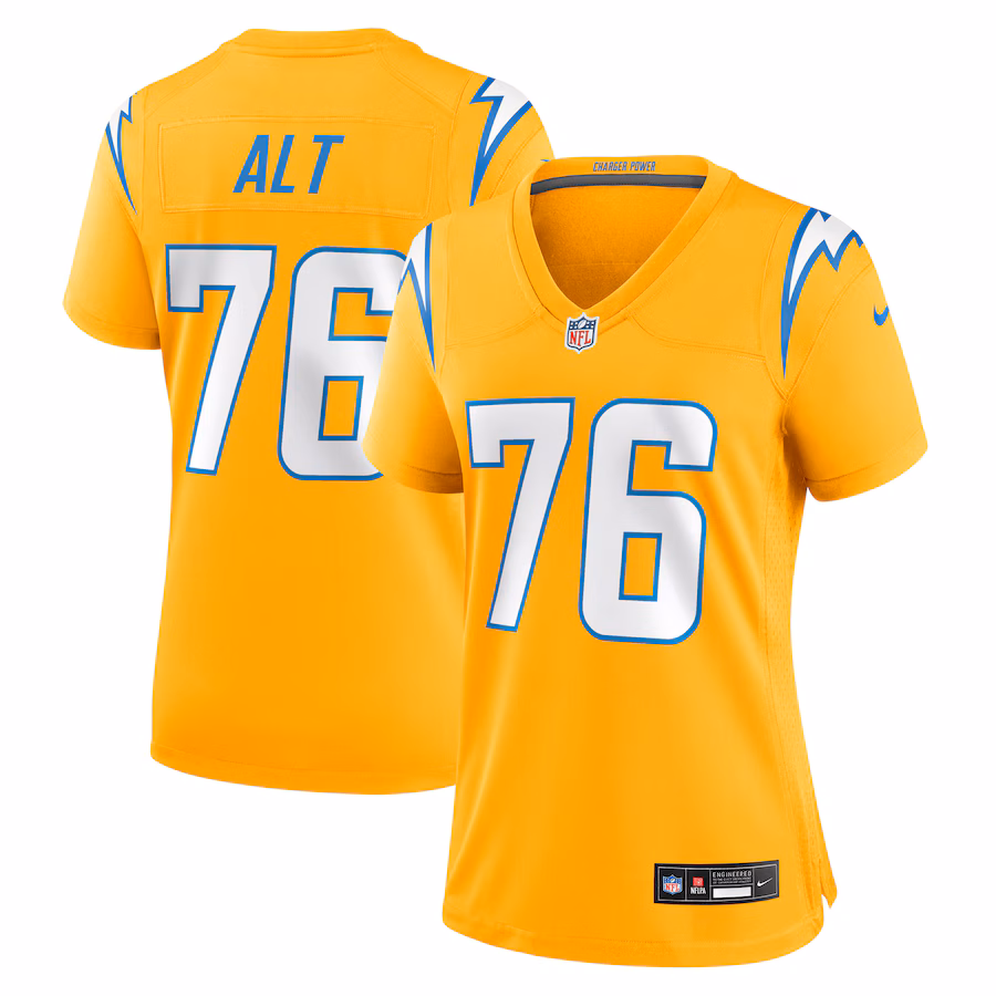 Women's Los Angeles Chargers Joe Alt Nike Gold Alternate Charger Power Game Jersey