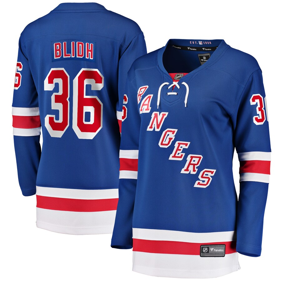 Women's New York Rangers Anton Blidh Fanatics Branded Blue Home Breakaway Player Jersey