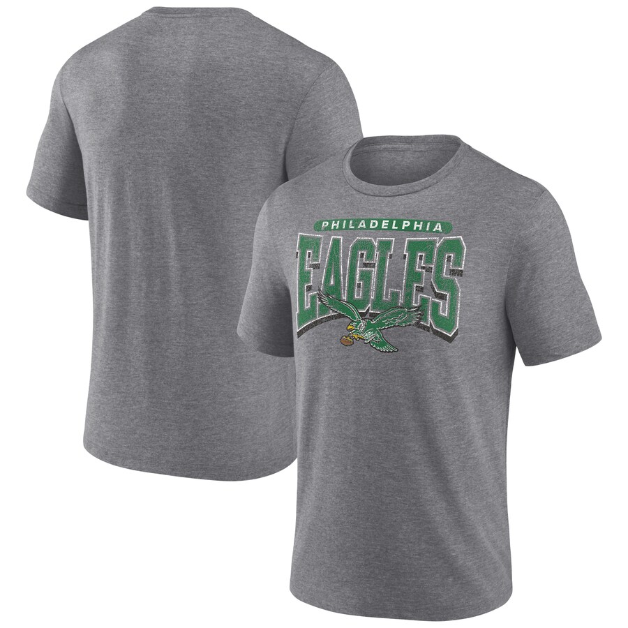 Men's Philadelphia Eagles  Heather Gray Warped Block Tri-Blend T-Shirt